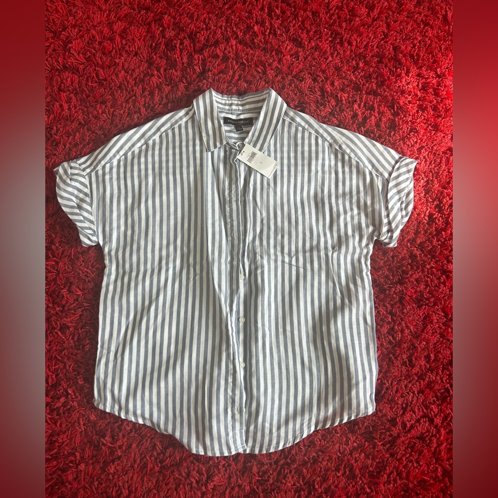 Striped Short Sleeve Button-Up Shirt